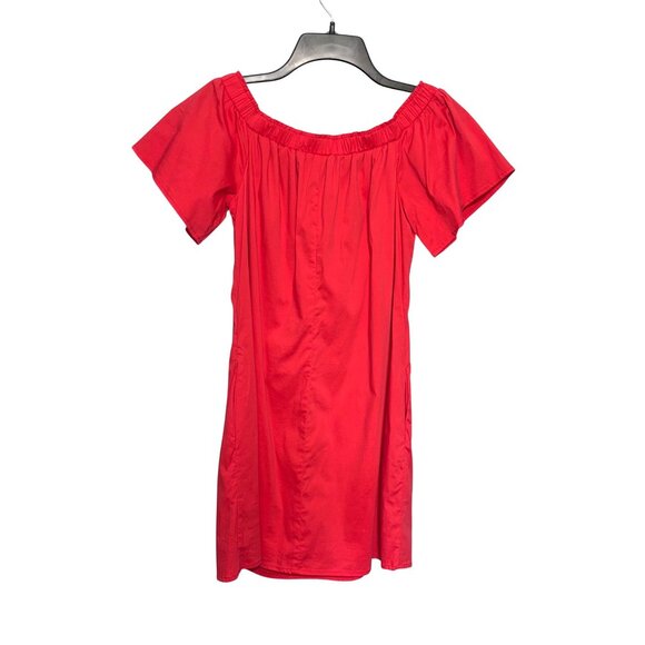 Breathless Red Off-The-Shoulder Dress  Size M Elastic Neckline Puff Sleeves - Picture 2 of 7